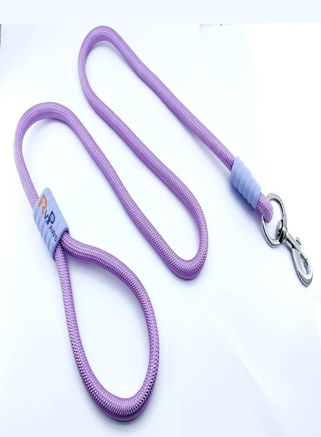 Pups&Pets طوق كلاب من Pups&Pets بطول 5 أقدام، ألوان كلاسيكية سادة، طوق كلاب من حبل نايلون قوي معزز بوصلة سلك مطاطي، مشبك فضي شديد التحمل، 12 مم (بنفسجي) - Image 1